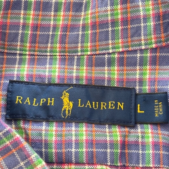 Ralph Lauren Classic Fit Oxford Shirt Plaid Mens Large Preppy Polo Pony Logo EUC - Picture 10 of 12